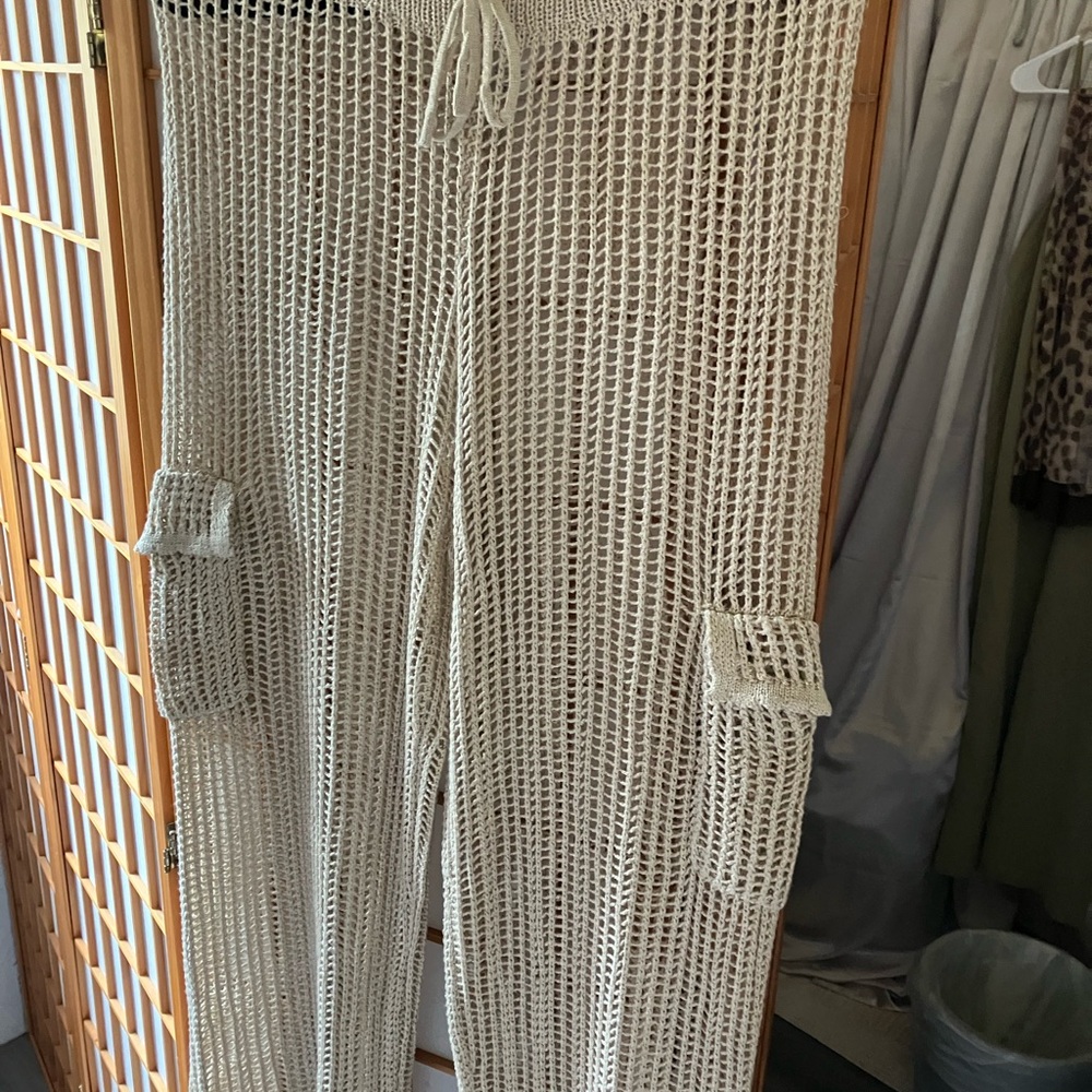 Ocean Drive Beige Crochet Pants
